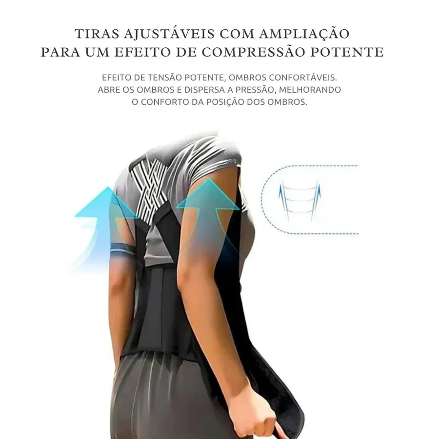 Corretor Postural Ajustável Unissex – Alívio Dores Costas, Suporte de Ombro e Coluna