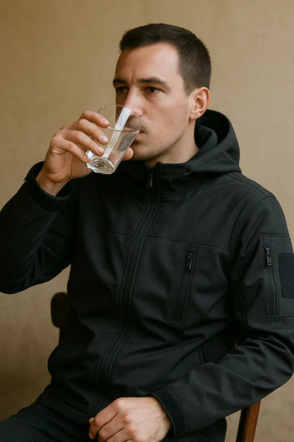 Giacca impermeabile con cappuccio da uomo