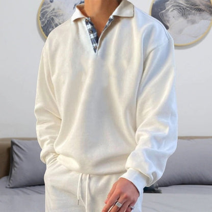 Bruno - Herren Langarm-Hoodie mit V-Ausschnitt
